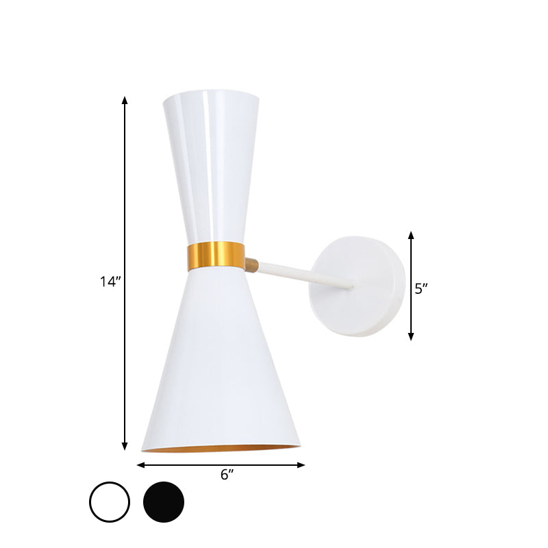 Black/White Cocktail Shaker Sconce Lamp Modern 1 Light Metal Wall Mounted Lighting with Rotatable Joint Clearhalo 'Cast Iron' 'Glass' 'Industrial' 'Modern wall lights' 'Modern' 'Tiffany' 'Traditional wall lights' 'Wall Lamps & Sconces' 'Wall Lights' Lighting' 1789394