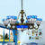 Art Glass Domed Chandelier with Agate Multi-Head Tiffany Traditional Hanging Light in Blue Blue Clearhalo 'Ceiling Lights' 'Chandeliers' 'Industrial' 'Middle Century Chandeliers' 'Pendant Lights' 'Tiffany Chandeliers' 'Tiffany close to ceiling' 'Tiffany' Lighting' 178939