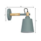 Bucket Bedside Sconce Lamp Metal 1 Bulb Nordic Style Wall Mount Light in Green and Wood Clearhalo 'Modern wall lights' 'Modern' 'Wall Lamps & Sconces' 'Wall Lights' Lighting' 1789408
