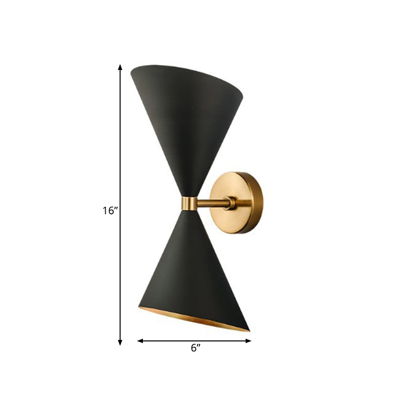 Mid-Century 2 Bulbs Wall Lamp Metal Black-Gold Deformed Cocktail Shaker Sconce Light Clearhalo 'Cast Iron' 'Glass' 'Industrial' 'Modern wall lights' 'Modern' 'Tiffany' 'Traditional wall lights' 'Wall Lamps & Sconces' 'Wall Lights' Lighting' 1789452