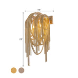 Gold/Silver Stacked Tassel Wall Lamp Mid Century 2 Bulbs Metallic Sconce Light Fixture for Hotel Clearhalo 'Cast Iron' 'Glass' 'Industrial' 'Modern wall lights' 'Modern' 'Tiffany' 'Traditional wall lights' 'Wall Lamps & Sconces' 'Wall Lights' Lighting' 1789462
