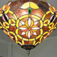 Umbrella Shade Pendant Lamp with Flower 3 Lights Tiffany Ornate Stained Glass Chandelier in Brown/Pink for Cafe Clearhalo 'Ceiling Lights' 'Chandeliers' 'Close To Ceiling Lights' 'Industrial' 'Middle Century Chandeliers' 'Tiffany Chandeliers' 'Tiffany close to ceiling' 'Tiffany' Lighting' 178947