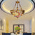 Stained Glass Peacock Pendant Light Foyer Tiffany Vintage Chandelier Light in Brass Finish Brass Clearhalo 'Ceiling Lights' 'Chandeliers' 'Industrial' 'Middle Century Chandeliers' 'Pendant Lights' 'Tiffany Chandeliers' 'Tiffany close to ceiling' 'Tiffany' Lighting' 178957