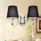 Black Taper Shade Wall Mount Light Modern 2-Bulb Fabric Sconce Fixture with Stainless Steel Wavy Arm and Crystal Drop Clearhalo 'Cast Iron' 'Glass' 'Industrial' 'Modern wall lights' 'Modern' 'Tiffany' 'Traditional wall lights' 'Wall Lamps & Sconces' 'Wall Lights' Lighting' 1789585