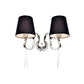 Black Taper Shade Wall Mount Light Modern 2-Bulb Fabric Sconce Fixture with Stainless Steel Wavy Arm and Crystal Drop Clearhalo 'Cast Iron' 'Glass' 'Industrial' 'Modern wall lights' 'Modern' 'Tiffany' 'Traditional wall lights' 'Wall Lamps & Sconces' 'Wall Lights' Lighting' 1789586