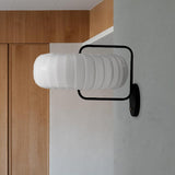 Gathered Fabric Pumpkin Wall Mounted Lamp Modern Style 3 Lights Black-White Sconce with Squared Arm Clearhalo 'Cast Iron' 'Glass' 'Industrial' 'Modern wall lights' 'Modern' 'Tiffany' 'Traditional wall lights' 'Wall Lamps & Sconces' 'Wall Lights' Lighting' 1789590