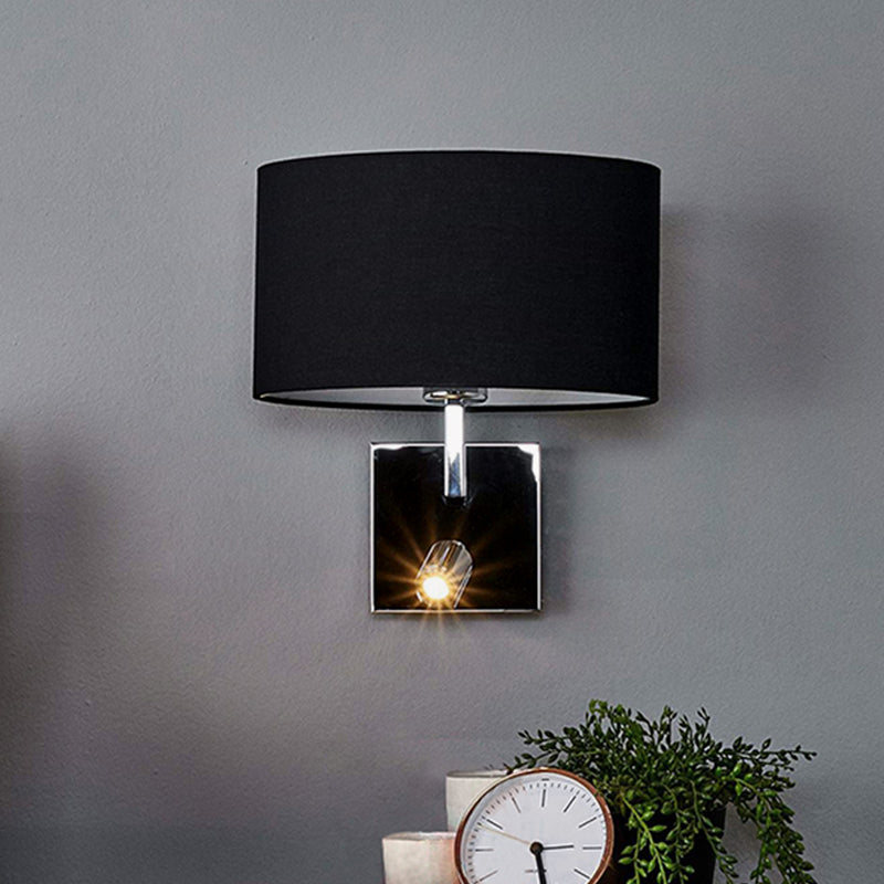 Elliptical Fabric Sconce Light Contemporary 1 Light Black Wall Mount Fixture with Adjustable Spotlight Clearhalo 'Cast Iron' 'Glass' 'Industrial' 'Modern wall lights' 'Modern' 'Tiffany' 'Traditional wall lights' 'Wall Lamps & Sconces' 'Wall Lights' Lighting' 1789609