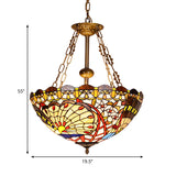 Stained Glass Peacock Pendant Light Foyer Tiffany Vintage Chandelier Light in Brass Finish Clearhalo 'Ceiling Lights' 'Chandeliers' 'Industrial' 'Middle Century Chandeliers' 'Pendant Lights' 'Tiffany Chandeliers' 'Tiffany close to ceiling' 'Tiffany' Lighting' 178960