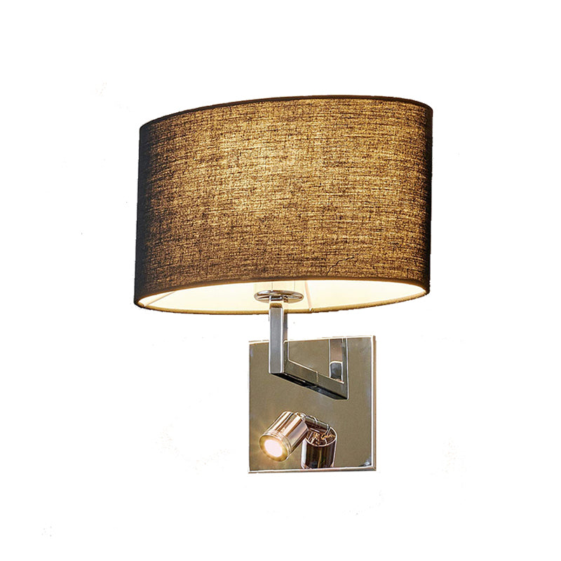Elliptical Fabric Sconce Light Contemporary 1 Light Black Wall Mount Fixture with Adjustable Spotlight Clearhalo 'Cast Iron' 'Glass' 'Industrial' 'Modern wall lights' 'Modern' 'Tiffany' 'Traditional wall lights' 'Wall Lamps & Sconces' 'Wall Lights' Lighting' 1789610