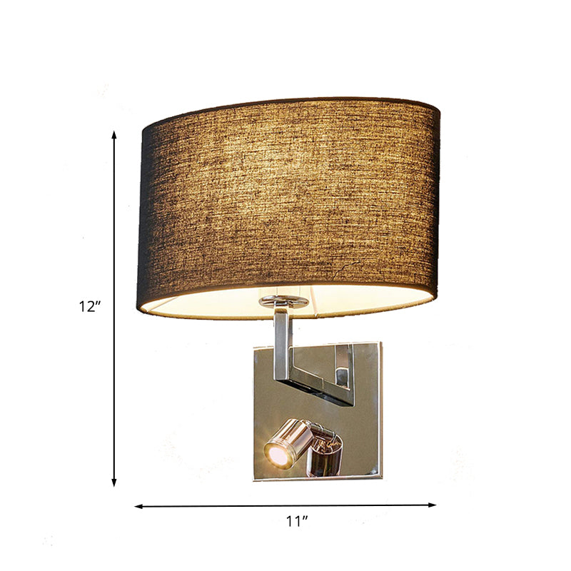 Elliptical Fabric Sconce Light Contemporary 1 Light Black Wall Mount Fixture with Adjustable Spotlight Clearhalo 'Cast Iron' 'Glass' 'Industrial' 'Modern wall lights' 'Modern' 'Tiffany' 'Traditional wall lights' 'Wall Lamps & Sconces' 'Wall Lights' Lighting' 1789611