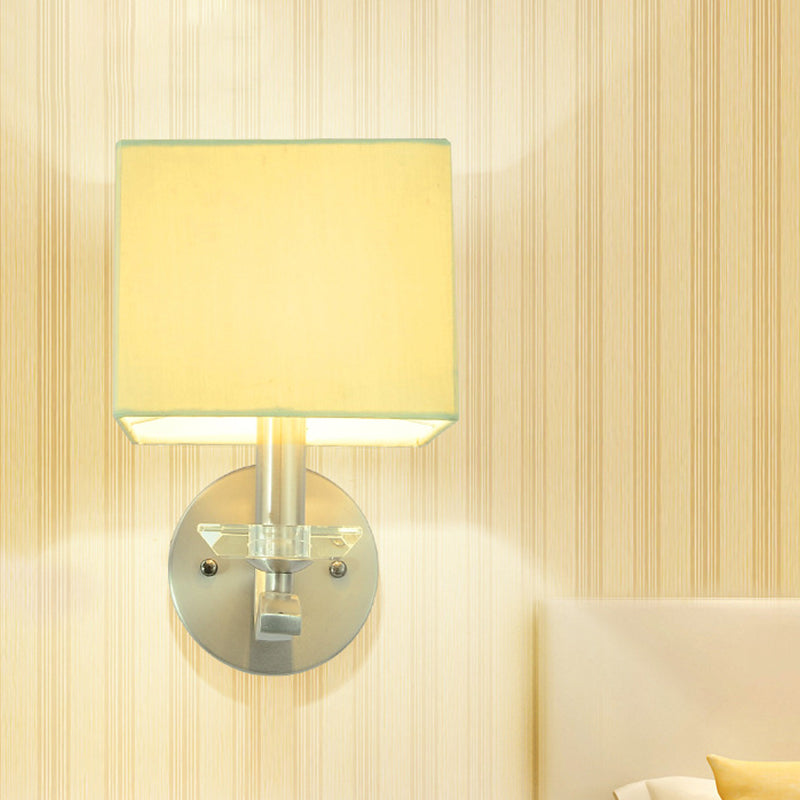 Cube Bedside Wall Lamp Fabric Single Modern Wall Light Sconce in Grey/Black with Crystal Accent Clearhalo 'Modern wall lights' 'Modern' 'Wall Lamps & Sconces' 'Wall Lights' Lighting' 1789623