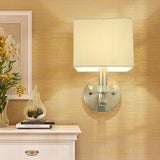 Cube Bedside Wall Lamp Fabric Single Modern Wall Light Sconce in Grey/Black with Crystal Accent Clearhalo 'Modern wall lights' 'Modern' 'Wall Lamps & Sconces' 'Wall Lights' Lighting' 1789624