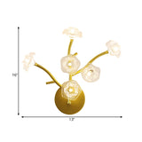 Floral Bedside Sconce Light Fixture Transparent Glass 6 Bulbs Modern Wall Mount Lamp in Gold Clearhalo 'Cast Iron' 'Glass' 'Industrial' 'Modern wall lights' 'Modern' 'Tiffany' 'Traditional wall lights' 'Wall Lamps & Sconces' 'Wall Lights' Lighting' 1789634