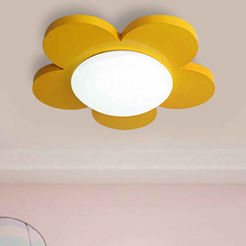 Bedroom Ceiling Light for Kids, Macaron Flush Mount Lighting with Acrylic Floral Shade Yellow Clearhalo 'Ceiling Lights' 'Close To Ceiling Lights' 'Close to ceiling' 'Flush mount' Lighting' 1790949