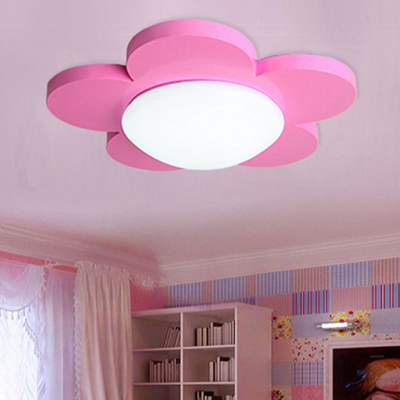 Bedroom Ceiling Light for Kids, Macaron Flush Mount Lighting with Acrylic Floral Shade Clearhalo 'Ceiling Lights' 'Close To Ceiling Lights' 'Close to ceiling' 'Flush mount' Lighting' 1790951