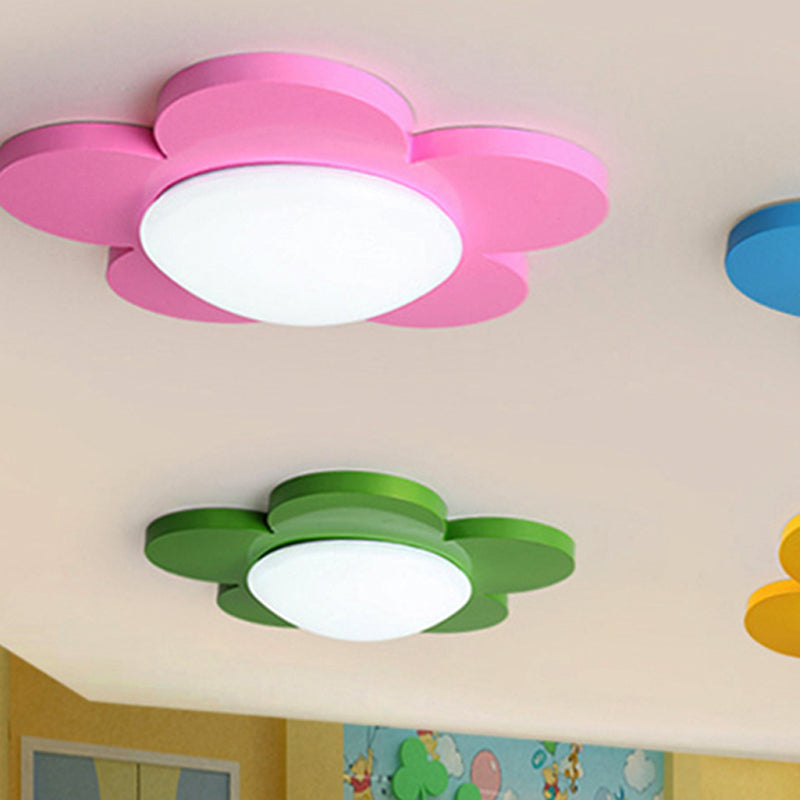 Bedroom Ceiling Light for Kids, Macaron Flush Mount Lighting with Acrylic Floral Shade Clearhalo 'Ceiling Lights' 'Close To Ceiling Lights' 'Close to ceiling' 'Flush mount' Lighting' 1790956