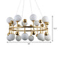 Metallic Ring Suspension Light with Sphere Shade Modern Chandelier in Gold for Hotel Villa Clearhalo 'Ceiling Lights' 'Chandeliers' 'Glass shade' 'Glass' 'Modern Chandeliers' 'Modern' Lighting' 1791114