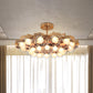 Metallic Flower Shaped Chandelier with Globe Shade Living Room 24 Lights Elegant Hanging Light in Gold Clearhalo 'Ceiling Lights' 'Chandeliers' 'Modern Chandeliers' 'Modern' Lighting' 1791121