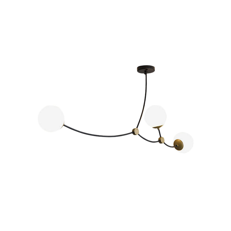 Metal Thin Twig Pendant Light with Ball Clear/Cream Glass Shade Living Room Creative Hanging Lamp in Black Clearhalo 'Ceiling Lights' 'Chandeliers' 'Clear' 'Industrial' 'Modern Chandeliers' 'Modern' 'Tiffany' 'Traditional Chandeliers' Lighting' 1791158