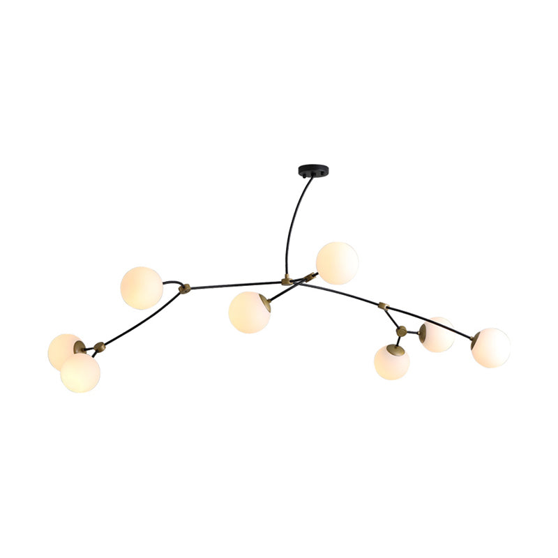 Metal Thin Twig Pendant Light with Ball Clear/Cream Glass Shade Living Room Creative Hanging Lamp in Black Clearhalo 'Ceiling Lights' 'Chandeliers' 'Clear' 'Industrial' 'Modern Chandeliers' 'Modern' 'Tiffany' 'Traditional Chandeliers' Lighting' 1791166