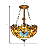 Yellow Glass Bowl Semi Flush Ceiling Light Victorian Design Tiffany Ceiling Lamp for Restaurant Clearhalo 'Ceiling Lights' 'Close To Ceiling Lights' 'Close to ceiling' 'Glass shade' 'Glass' 'Pendant Lights' 'Semi-flushmount' 'Tiffany close to ceiling' 'Tiffany' Lighting' 179194