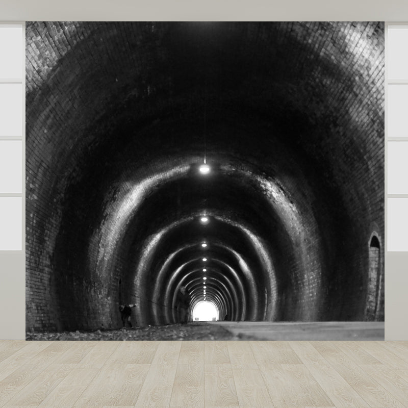 Tunnel Mural Wallpaper Light Color Novelty Style Wall Covering for Girls Bedroom Black Clearhalo 'Wall Decor' 'Wall Mural' 1791982