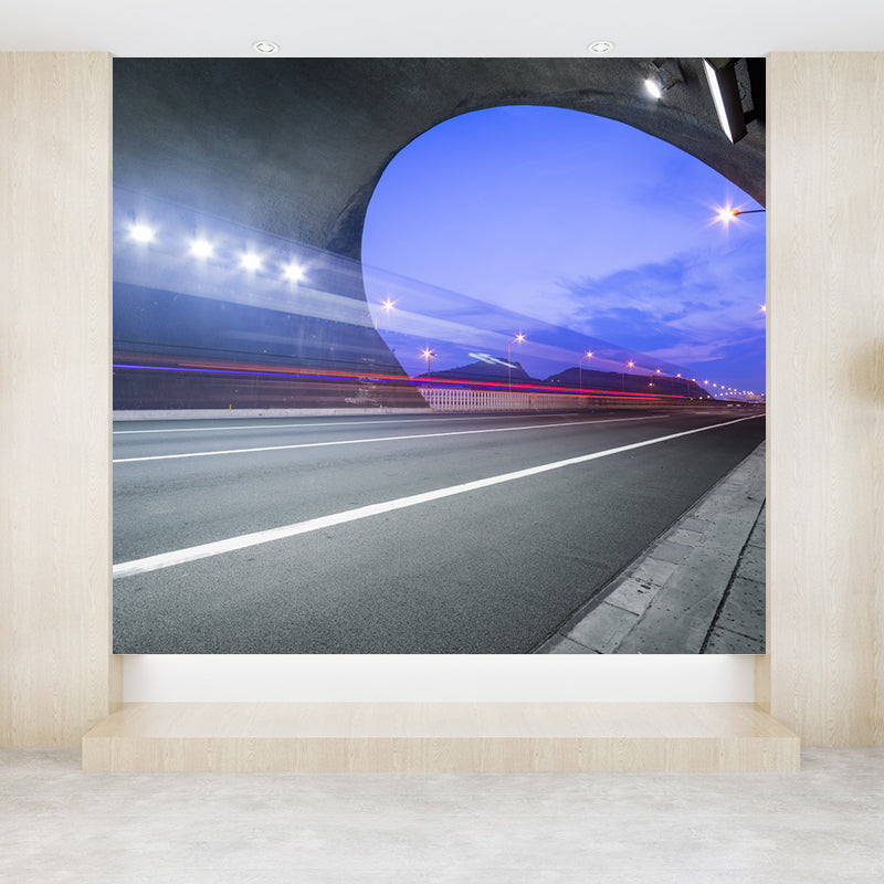 Tunnel Mural Wallpaper Light Color Novelty Style Wall Covering for Girls Bedroom Purple Clearhalo 'Wall Decor' 'Wall Mural' 1791987