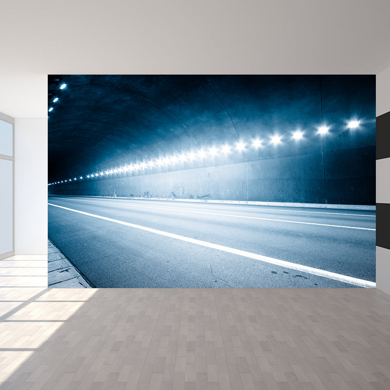 Tunnel Mural Wallpaper Light Color Novelty Style Wall Covering for Girls Bedroom Blue Clearhalo 'Wall Decor' 'Wall Mural' 1791992