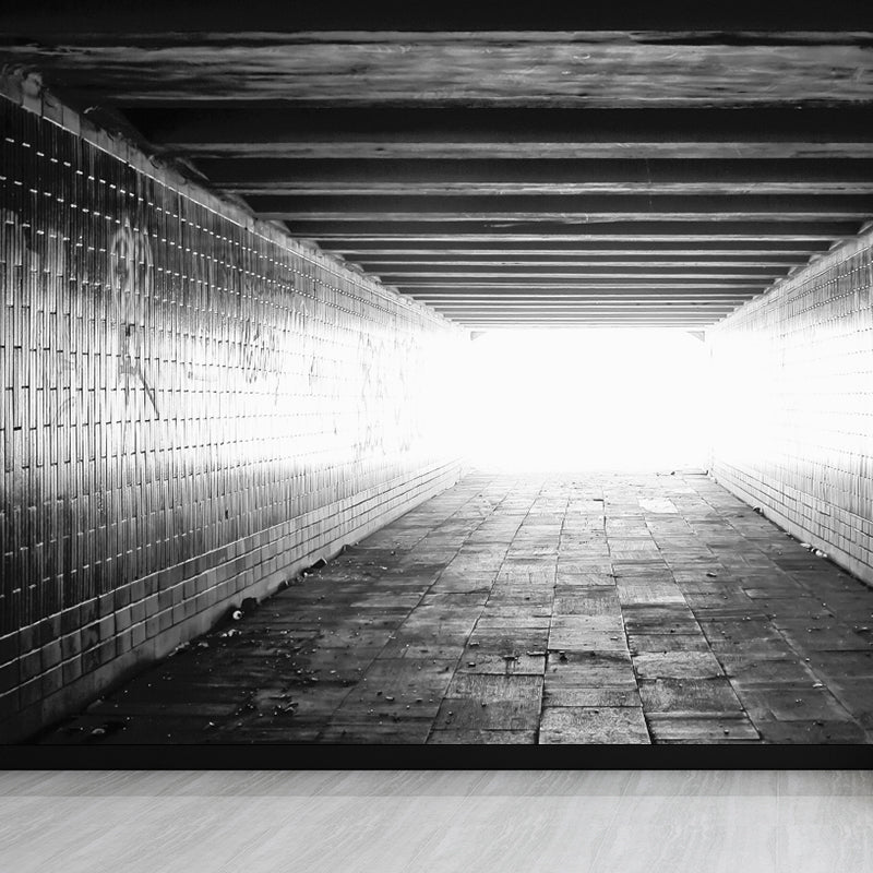 Soft Color Contemporary Mural Wallpaper Huge Long Tunnel Wall Decor for Living Room White Clearhalo 'Wall Decor' 'Wall Mural' 1792022