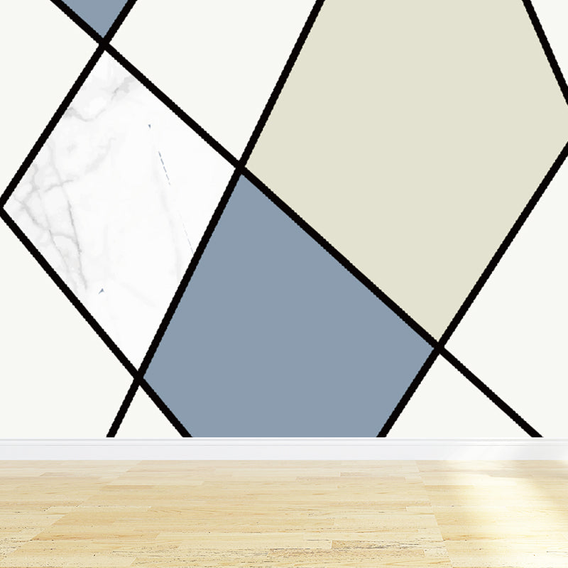 Pastel Color Graphic Mural Decal Moisture Resistant Modern Bathroom Wall Covering Dark Blue Clearhalo 'Wall Decor' 'Wall Mural' 1792122