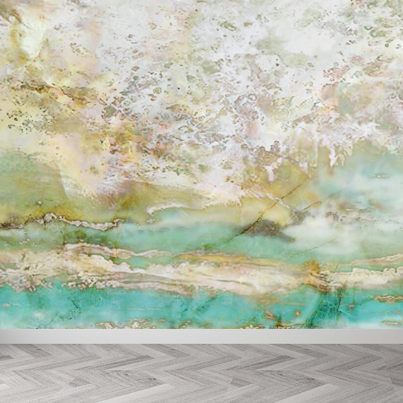 Illustration Style Abstract Mural Giant Wall Covering for Dining Room, Custom Printed Green Clearhalo 'Wall Decor' 'Wall Mural' 1792142