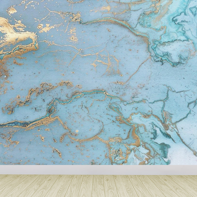 Illustration Style Abstract Mural Giant Wall Covering for Dining Room, Custom Printed Blue Clearhalo 'Wall Decor' 'Wall Mural' 1792147