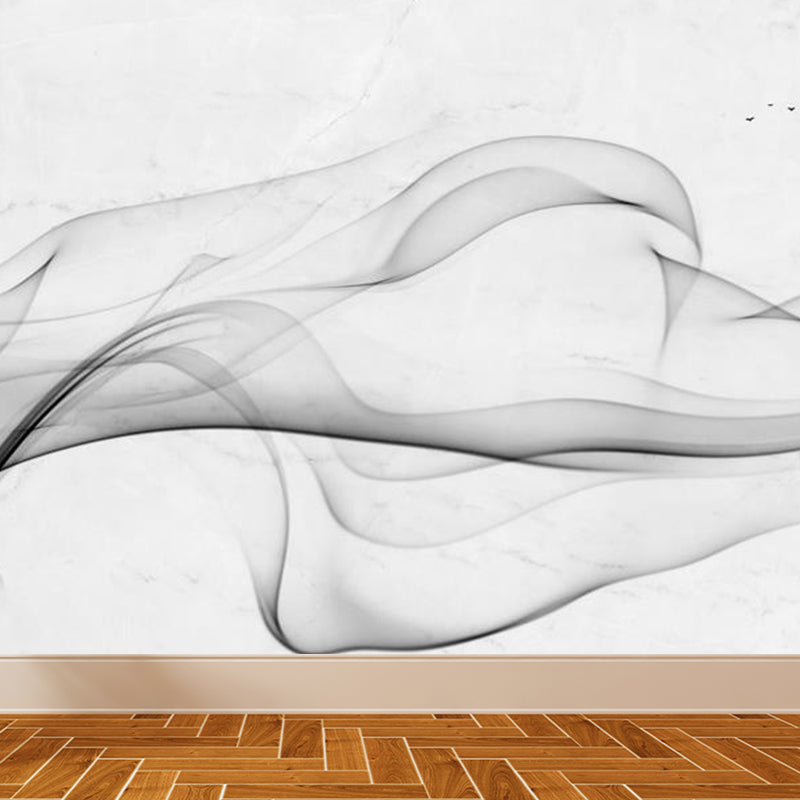 Illustration Style Abstract Mural Giant Wall Covering for Dining Room, Custom Printed White Clearhalo 'Wall Decor' 'Wall Mural' 1792152