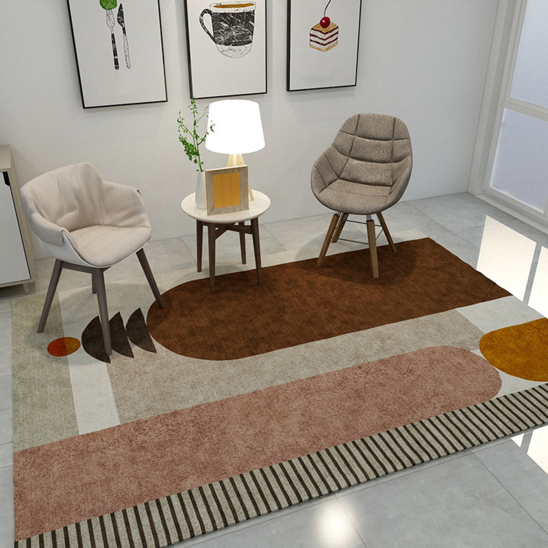 Contemporary Colorblock Rug Multicolor Polyester Rug Non-Slip Pet Friendly Washable Carpet for Living Room Brown Clearhalo 'Area Rug' 'Modern' 'Rugs' Rug' 1792281