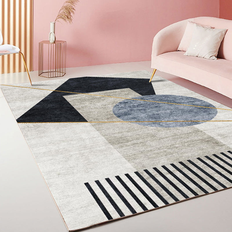 Multicolor Living Room Rug Modernist Geometric and Stripe Pattern Rug Polyester Washable Anti-Slip Backing Pet Friendly Carpet Black Clearhalo 'Area Rug' 'Rug' 1792310