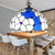 Blue-White Hand Cut Glass Domed Pendant Lamp Baroque 1 Head Ceiling Hanging Light for Dining Room Blue-White Clearhalo 'Ceiling Lights' 'Industrial' 'Middle Century Pendants' 'Pendant Lights' 'Pendants' 'Tiffany close to ceiling' 'Tiffany Pendants' 'Tiffany' Lighting' 179402