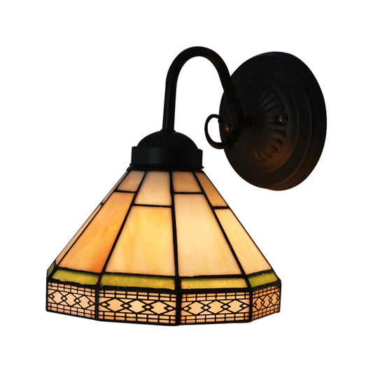 Geometric Wall Sconce Lighting Traditional 1 Light Stained Glass Wall Light for Dining Room Clearhalo 'Industrial' 'Middle century wall lights' 'Tiffany wall lights' 'Tiffany' 'Wall Lamps & Sconces' 'Wall Lights' Lighting' 179474