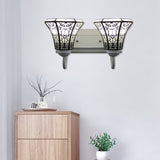 2 Heads Wall Mount Light Fixture Tiffany Flared White Glass Sconce Light for Living Room Clearhalo 'Industrial' 'Middle century wall lights' 'Tiffany wall lights' 'Tiffany' 'Wall Lamps & Sconces' 'Wall Lights' Lighting' 179478