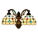 Stained Glass Dome Wall Lamp Tiffany 2 Lights Handmade Wall Mount Light for Living Room Clearhalo 'Industrial' 'Middle century wall lights' 'Tiffany wall lights' 'Tiffany' 'Wall Lamps & Sconces' 'Wall Lights' Lighting' 179490