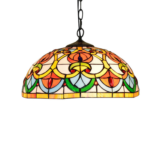 Black Stained Art Glass Bowl Pendant Lighting Tiffany 1 Head Hanging Light Kit for Living Room Clearhalo 'Ceiling Lights' 'Industrial' 'Middle Century Pendants' 'Pendant Lights' 'Pendants' 'Tiffany close to ceiling' 'Tiffany Pendants' 'Tiffany' Lighting' 179564