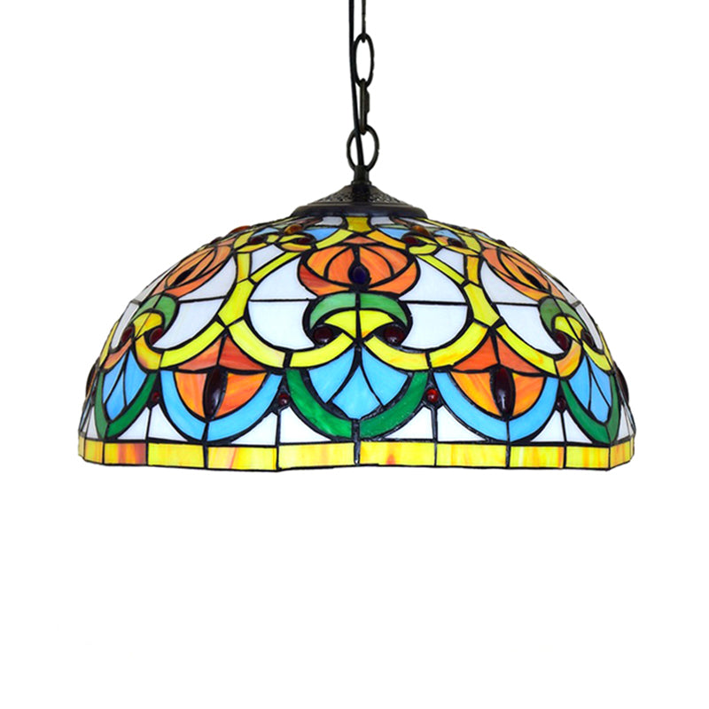 Black Stained Art Glass Bowl Pendant Lighting Tiffany 1 Head Hanging Light Kit for Living Room Clearhalo 'Ceiling Lights' 'Industrial' 'Middle Century Pendants' 'Pendant Lights' 'Pendants' 'Tiffany close to ceiling' 'Tiffany Pendants' 'Tiffany' Lighting' 179566