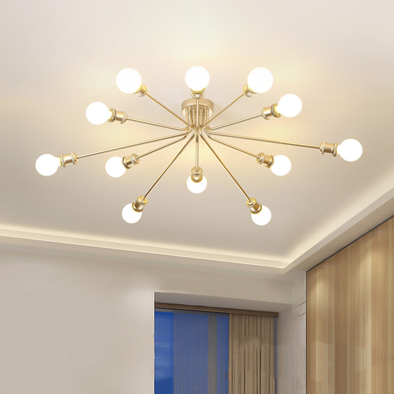 Firework Shaped Flush Ceiling Light Contemporary Metal Semi Flush Mount Light for Restaurant Clearhalo 'Ceiling Lights' 'Close To Ceiling Lights' 'Close to ceiling' 'Semi-flushmount' Lighting' 1796102