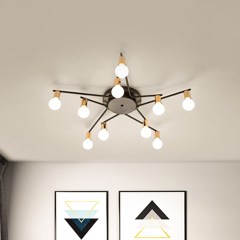 Metal Long Arm Flush Mount Light Adult Bedroom Living Room Romantic Ceiling Lamp Clearhalo 'Ceiling Lights' 'Close To Ceiling Lights' 'Close to ceiling' 'Semi-flushmount' Lighting' 1796125