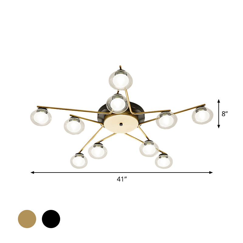 Modern Oval Shade Ceiling Lamp Multi-Head Metal Semi Flush Mount Light for Dining Table Clearhalo 'Ceiling Lights' 'Close To Ceiling Lights' 'Close to ceiling' 'Glass shade' 'Glass' 'Semi-flushmount' Lighting' 1796158