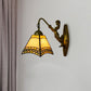 1 Head Wall Light Fixture Tiffany Trapezoid Blue Glass Sconce Lighting with Mermaid Backplate Clearhalo 'Cast Iron' 'Glass' 'Industrial' 'Middle century wall lights' 'Modern' 'Tiffany wall lights' 'Tiffany' 'Traditional wall lights' 'Wall Lamps & Sconces' 'Wall Lights' Lighting' 179620