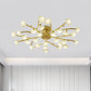 Contemporary Branch Ceiling Lamp with Blossom Metallic Gold Semi Flush Ceiling Light for Dining Room Clearhalo 'Ceiling Lights' 'Close To Ceiling Lights' 'Close to ceiling' 'Glass shade' 'Glass' 'Semi-flushmount' Lighting' 1796274