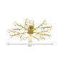 Contemporary Branch Ceiling Lamp with Blossom Metallic Gold Semi Flush Ceiling Light for Dining Room Clearhalo 'Ceiling Lights' 'Close To Ceiling Lights' 'Close to ceiling' 'Glass shade' 'Glass' 'Semi-flushmount' Lighting' 1796276