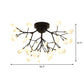 Black Twig Ceiling Light with Round Flower Multi-Head Creative Metallic Semi Flush Ceiling Light for Cafe Clearhalo 'Ceiling Lights' 'Close To Ceiling Lights' 'Close to ceiling' 'Glass shade' 'Glass' 'Semi-flushmount' Lighting' 1796291