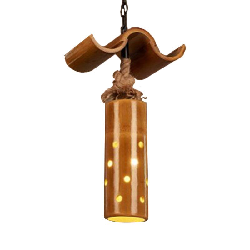 Cylinder Pendant Light Vintage-style Iron Ceiling Fixture in Brown Color for Bar Bistro Clearhalo 'Ceiling Lights' 'Pendant Lights' 'Pendants' Lighting' 1796300