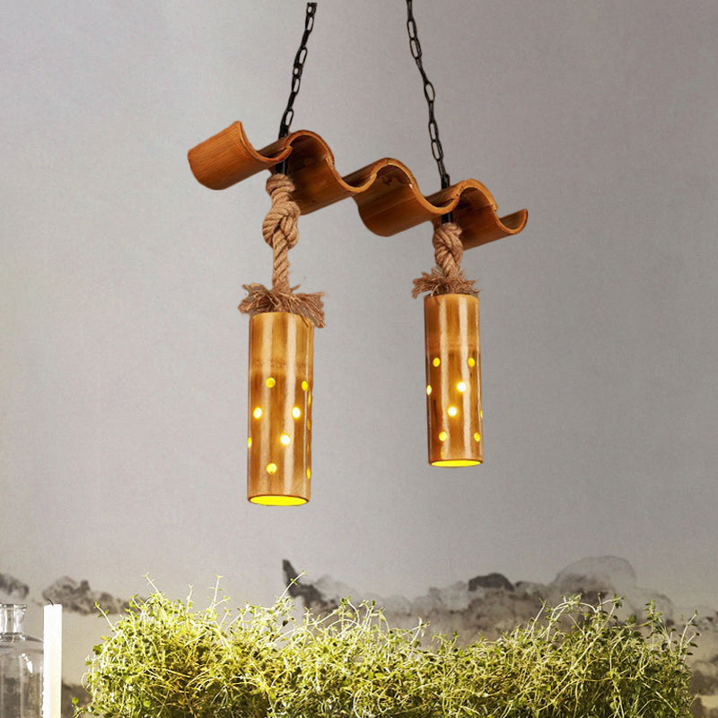 Cylinder Pendant Light Vintage-style Iron Ceiling Fixture in Brown Color for Bar Bistro Clearhalo 'Ceiling Lights' 'Pendant Lights' 'Pendants' Lighting' 1796303